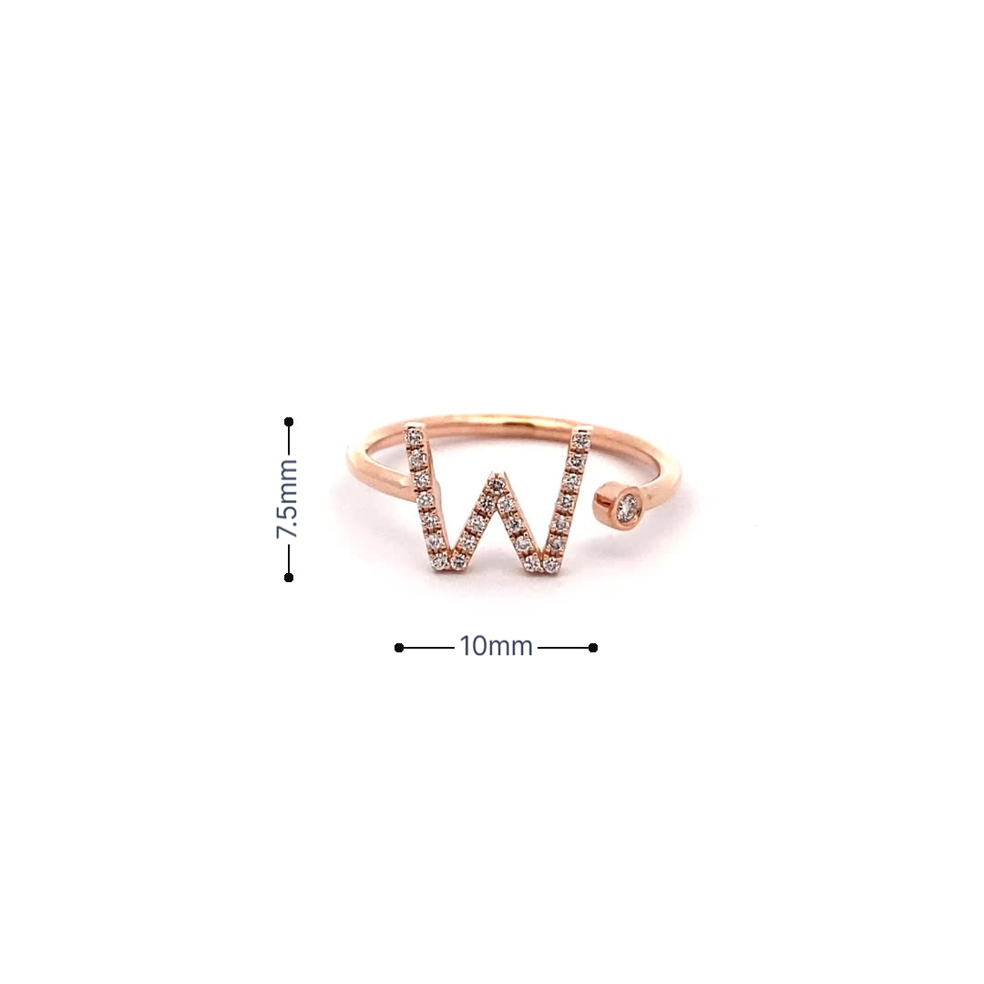 14K Gold Diamond Initial Ring W(0.11ct) - dagatchi.com