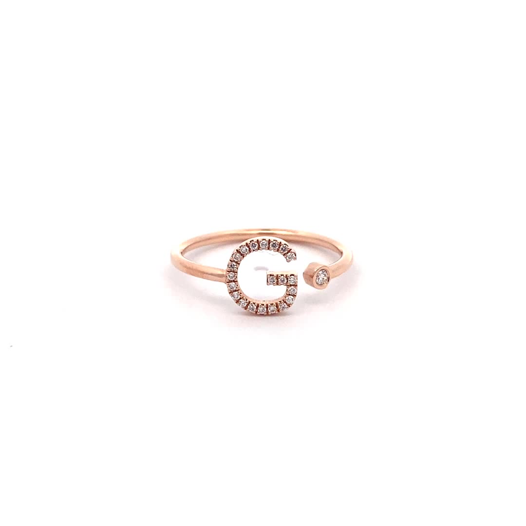 14K Gold Diamond Initial Ring G(0.10ct) - dagatchi.com