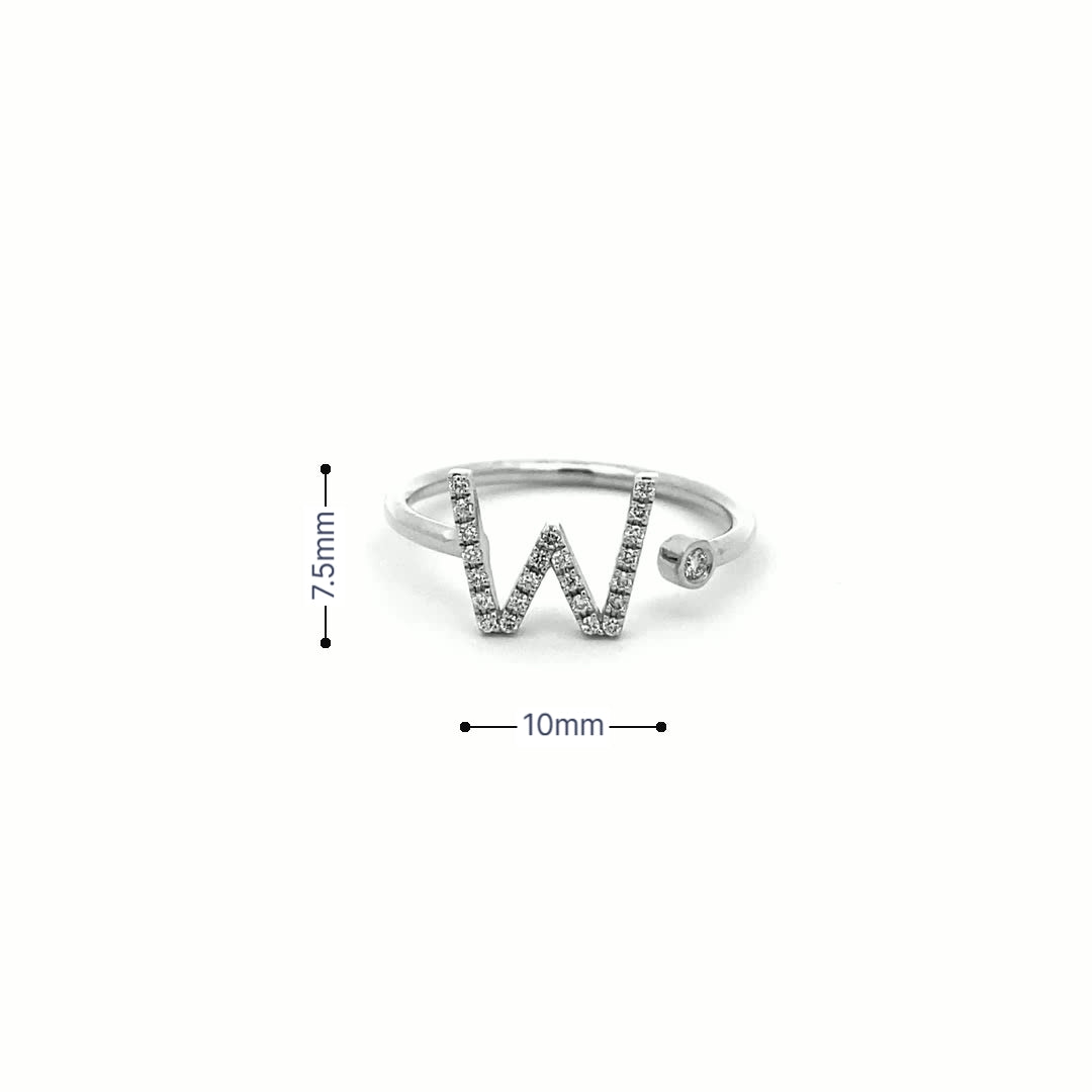 14K Gold Diamond Initial Ring W(0.11ct) - dagatchi.com