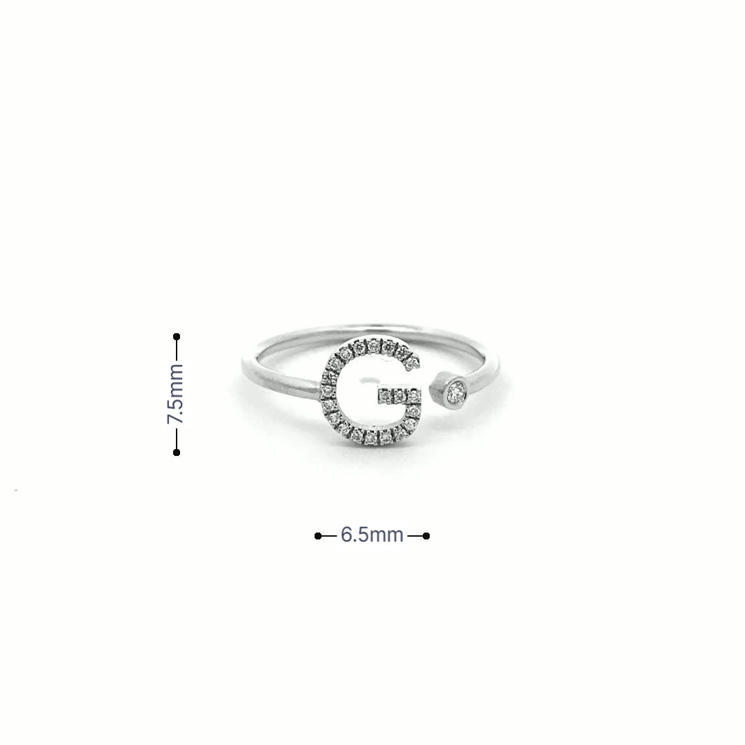 14K Gold Diamond Initial Ring G(0.10ct) - dagatchi.com