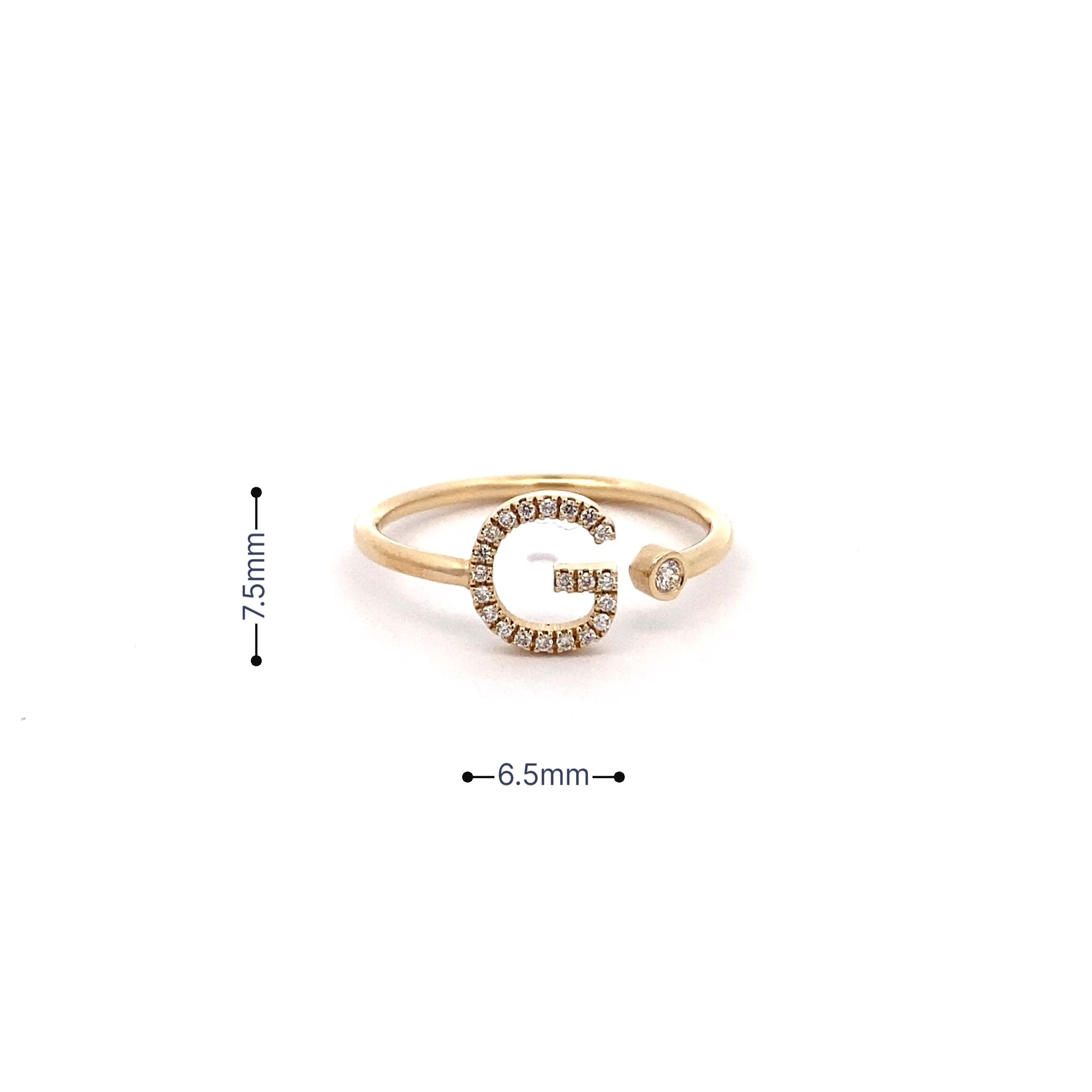 14K Gold Diamond Initial Ring G(0.10ct) - dagatchi.com