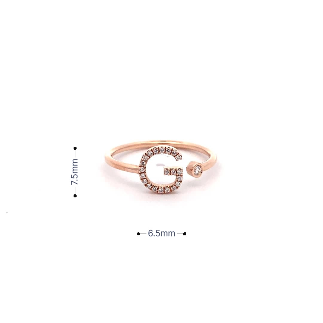 14K Gold Diamond Initial Ring G(0.10ct) - dagatchi.com