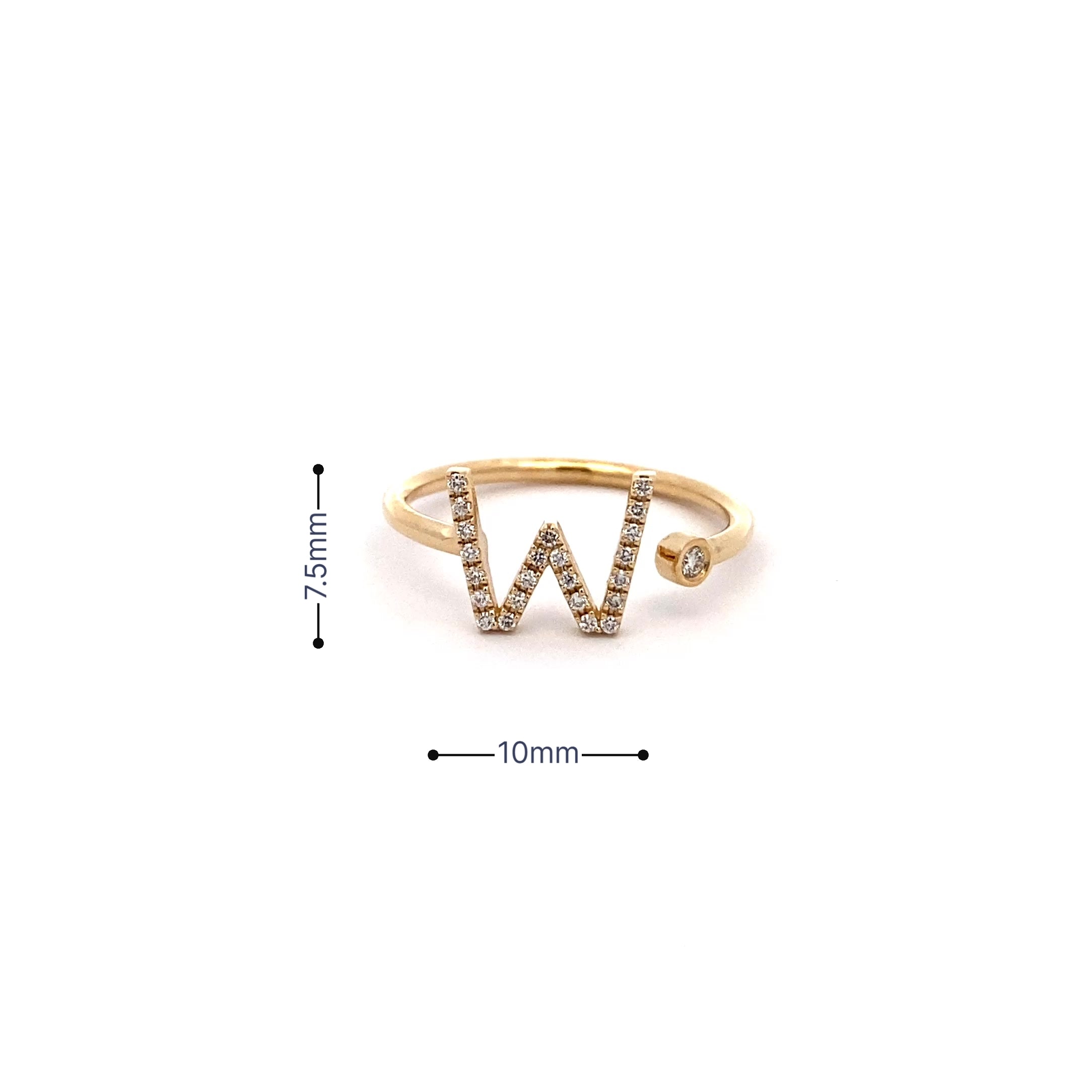 14K Gold Diamond Initial Ring W(0.11ct) - dagatchi.com