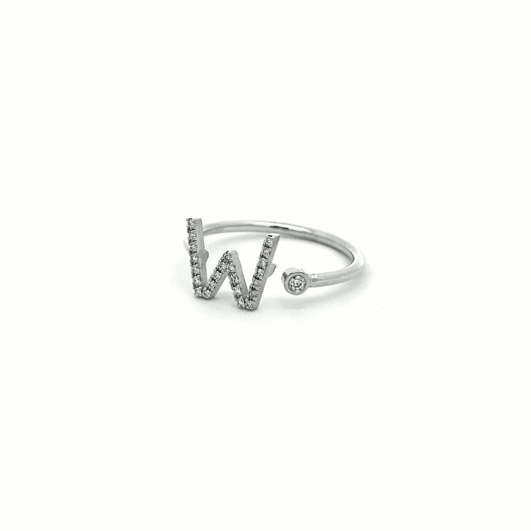 14K Gold Diamond Initial Ring W(0.11ct) - dagatchi.com