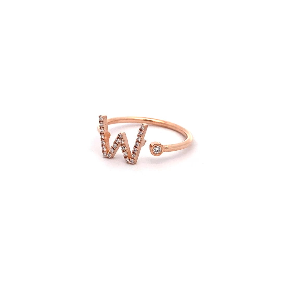 14K Gold Diamond Initial Ring W(0.11ct) - dagatchi.com