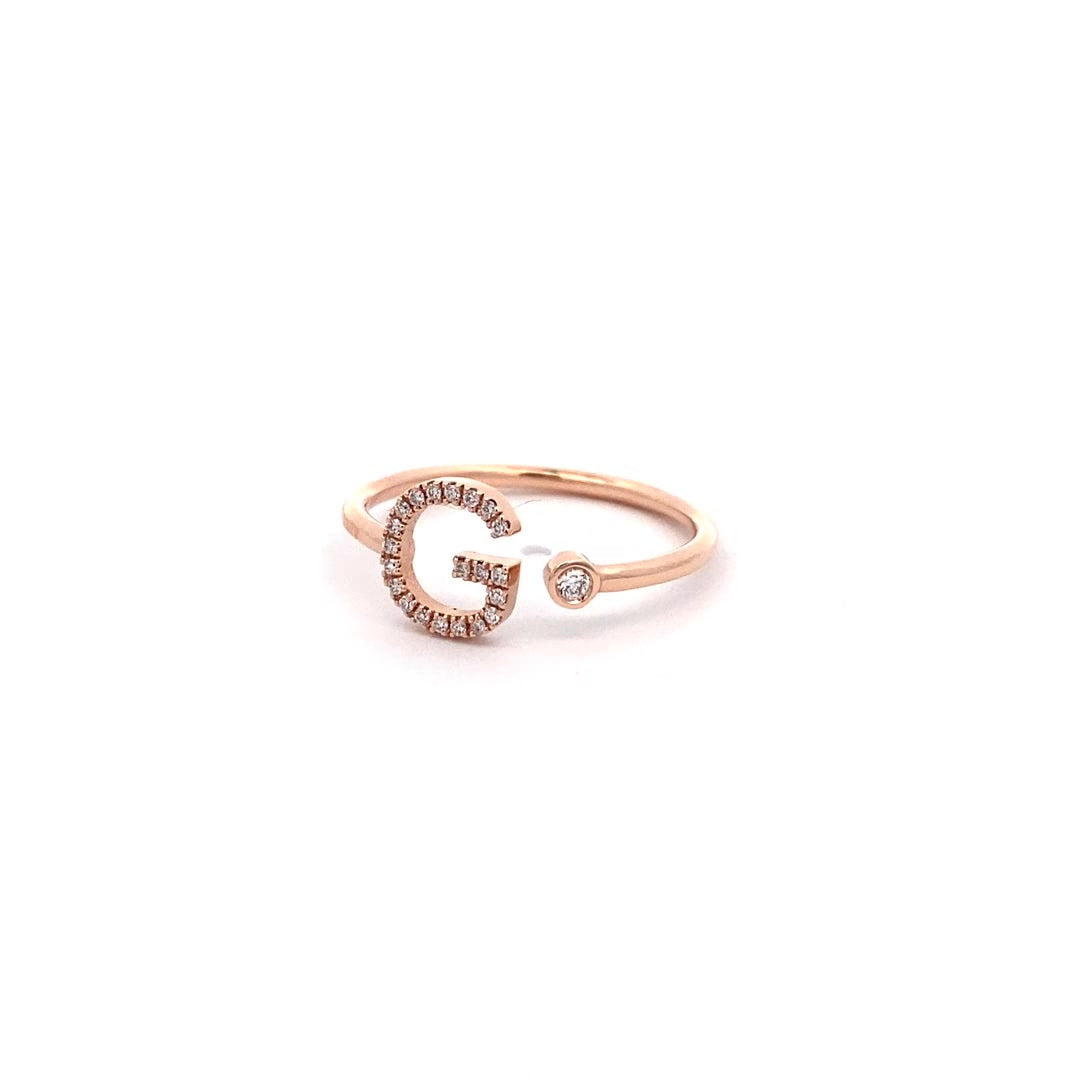 14K Gold Diamond Initial Ring G(0.10ct) - dagatchi.com