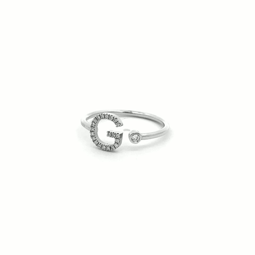 14K Gold Diamond Initial Ring G(0.10ct) - dagatchi.com
