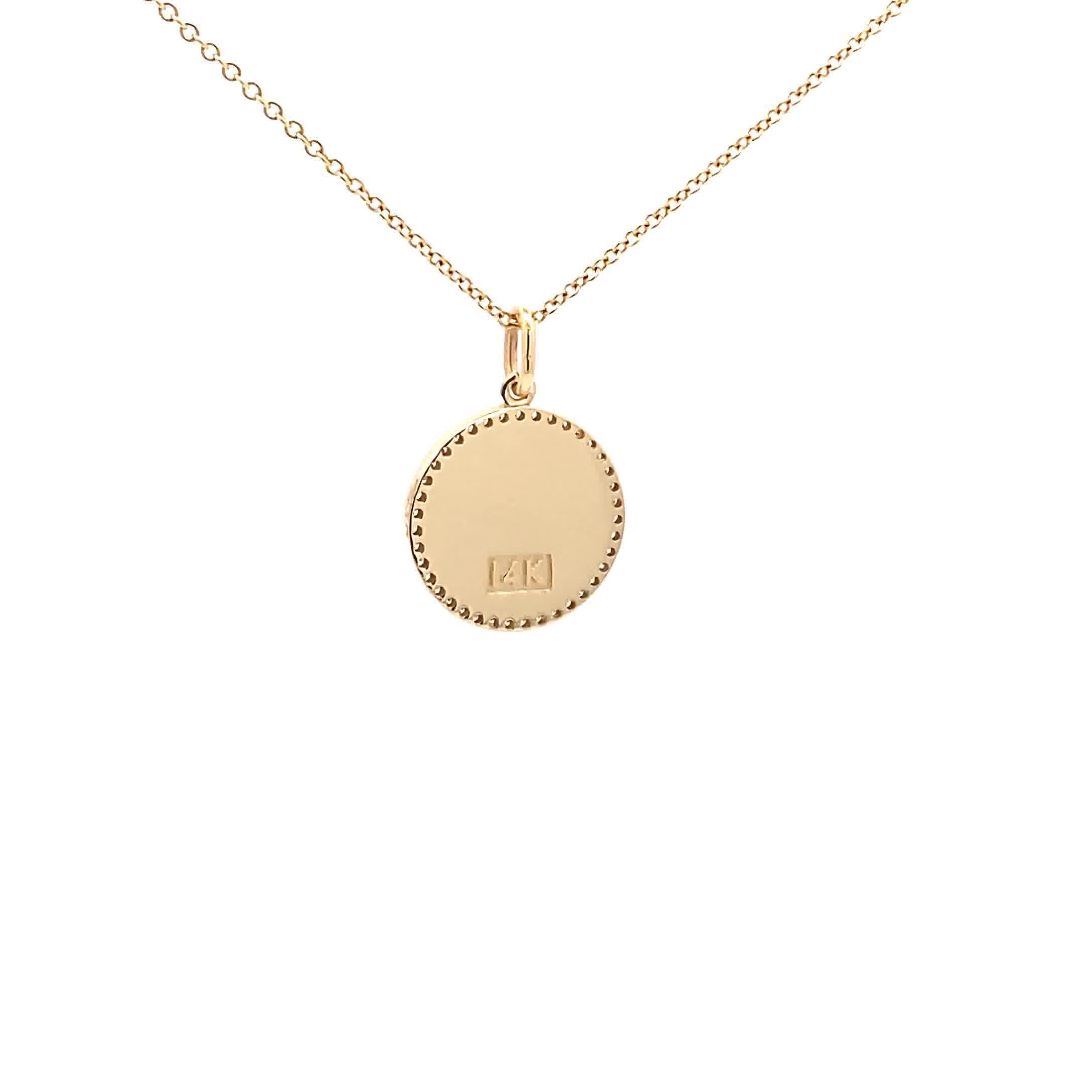 14K Gold 13mm Zodiac Sign Cancer Diamond Pendants(0.13ct) - dagatchi.com