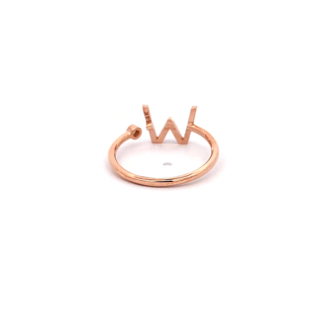 14K Gold Diamond Initial Ring W(0.11ct) - dagatchi.com