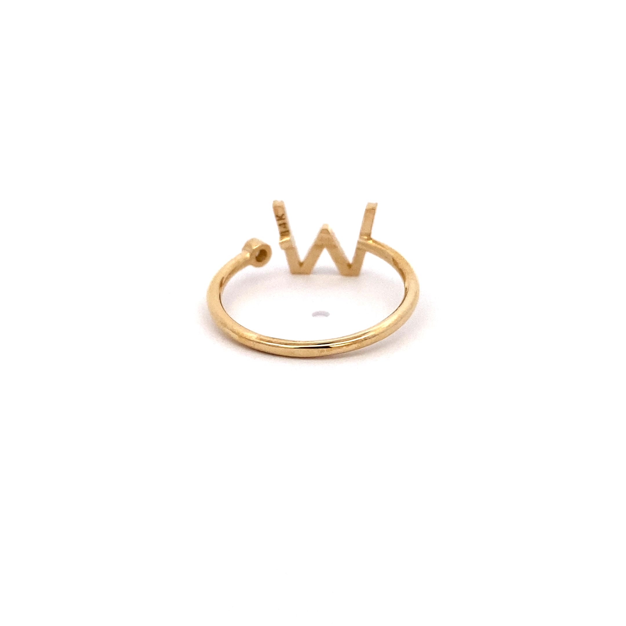 14K Gold Diamond Initial Ring W(0.11ct) - dagatchi.com
