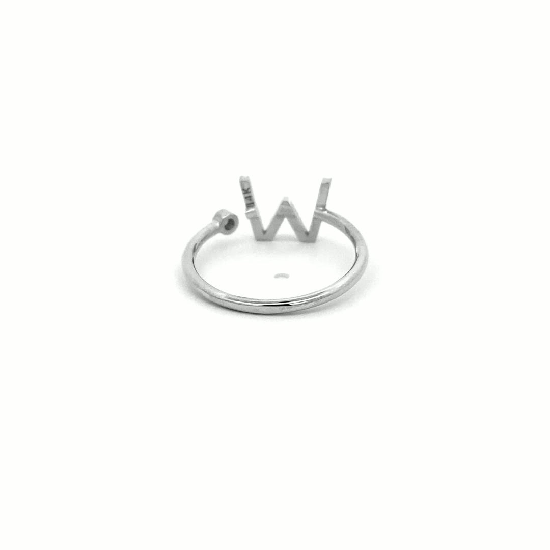 14K Gold Diamond Initial Ring W(0.11ct) - dagatchi.com