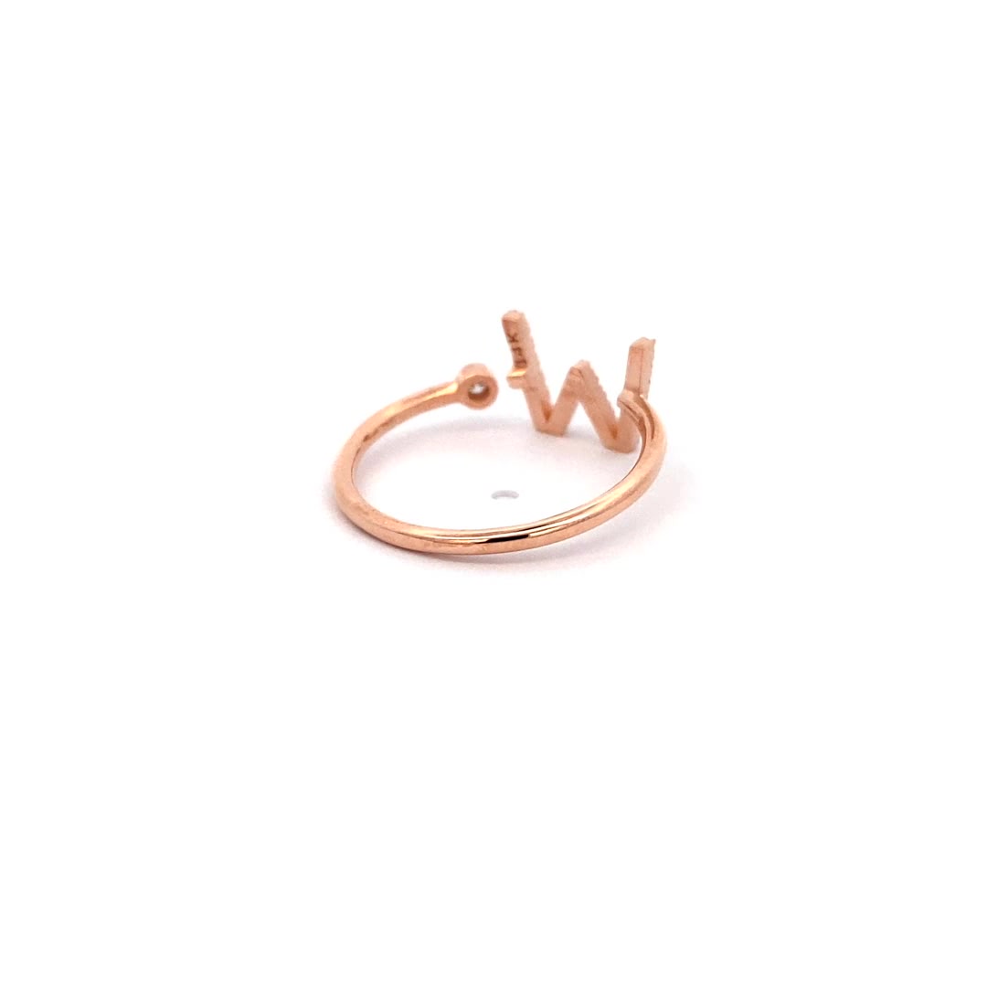 14K Gold Diamond Initial Ring W(0.11ct) - dagatchi.com
