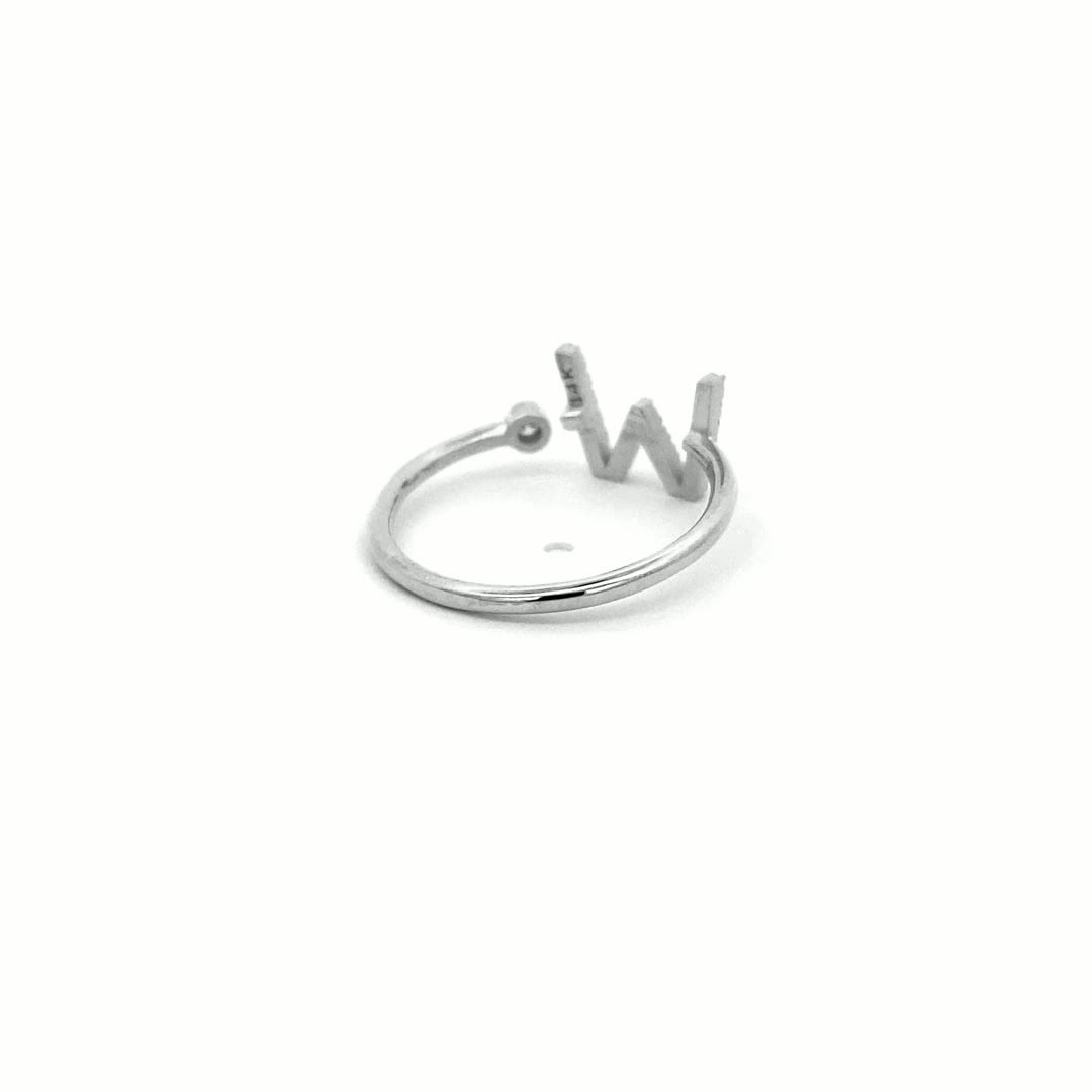 14K Gold Diamond Initial Ring W(0.11ct) - dagatchi.com