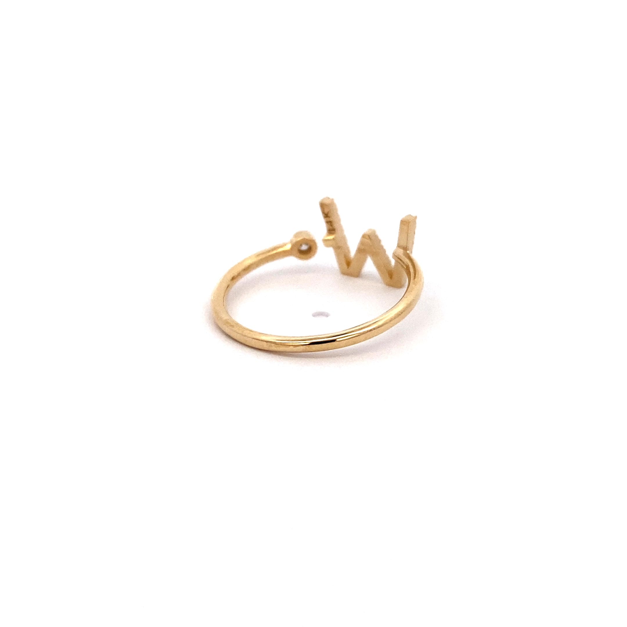 14K Gold Diamond Initial Ring W(0.11ct) - dagatchi.com