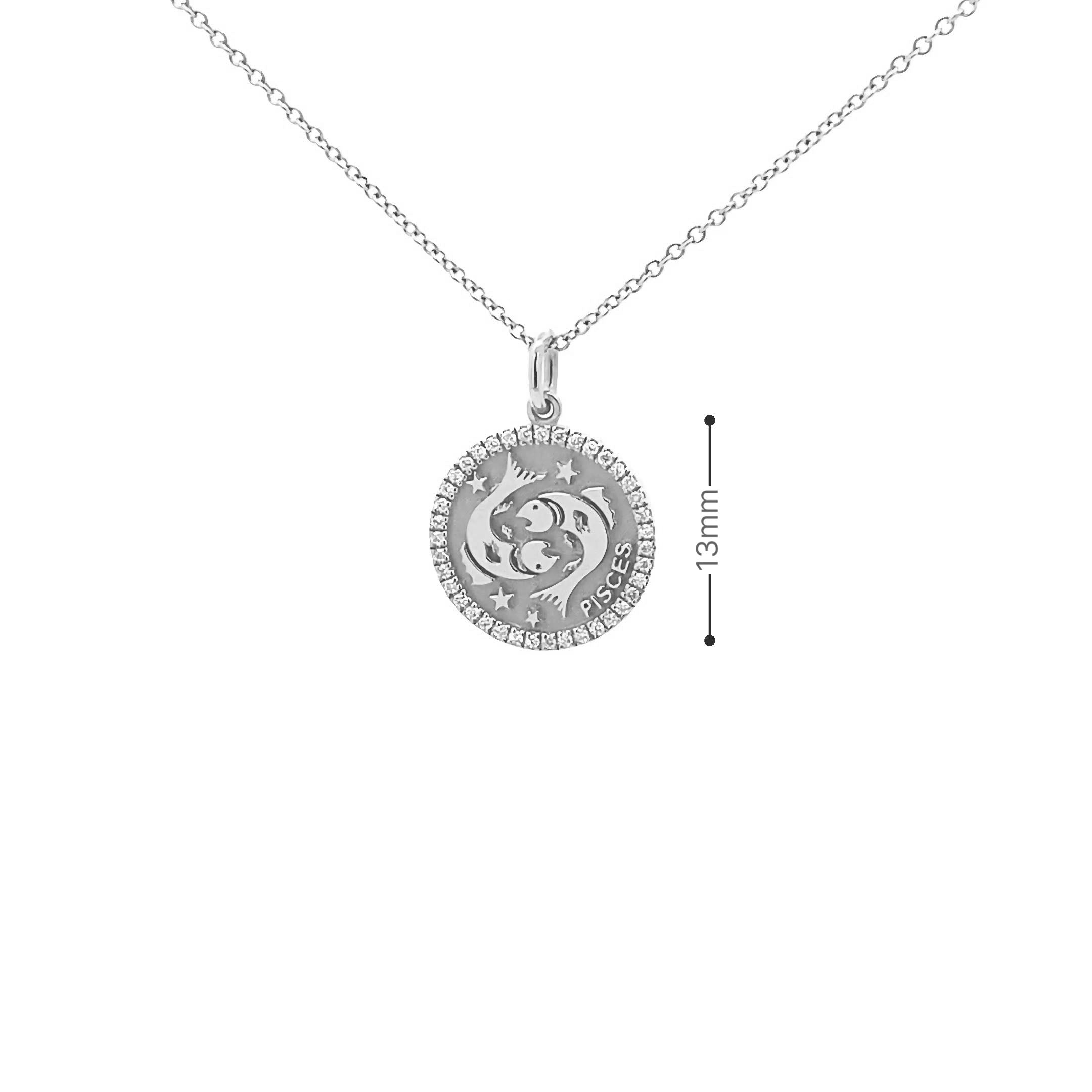 14K Gold 13mm Zodiac Sign Pisces Diamond Pendants(0.13ct) - dagatchi.com