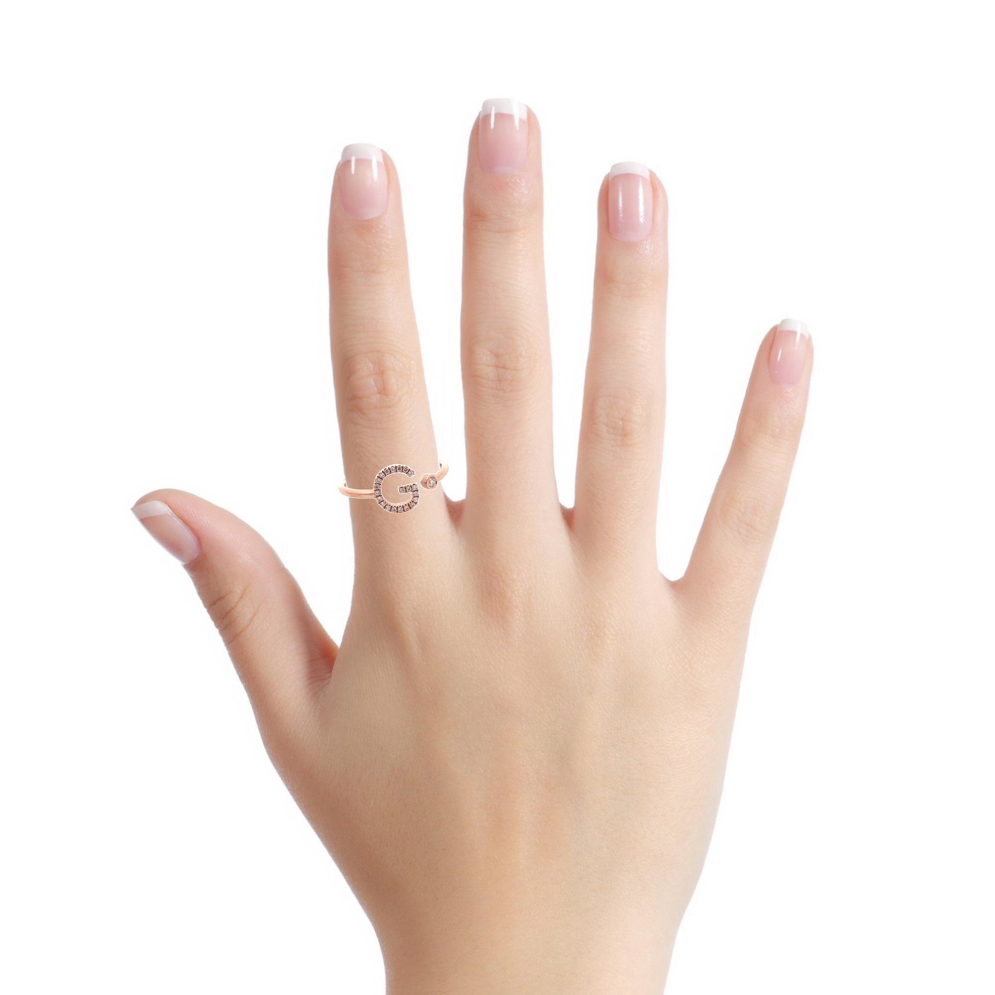 14K Gold Diamond Initial Ring G(0.10ct) - dagatchi.com