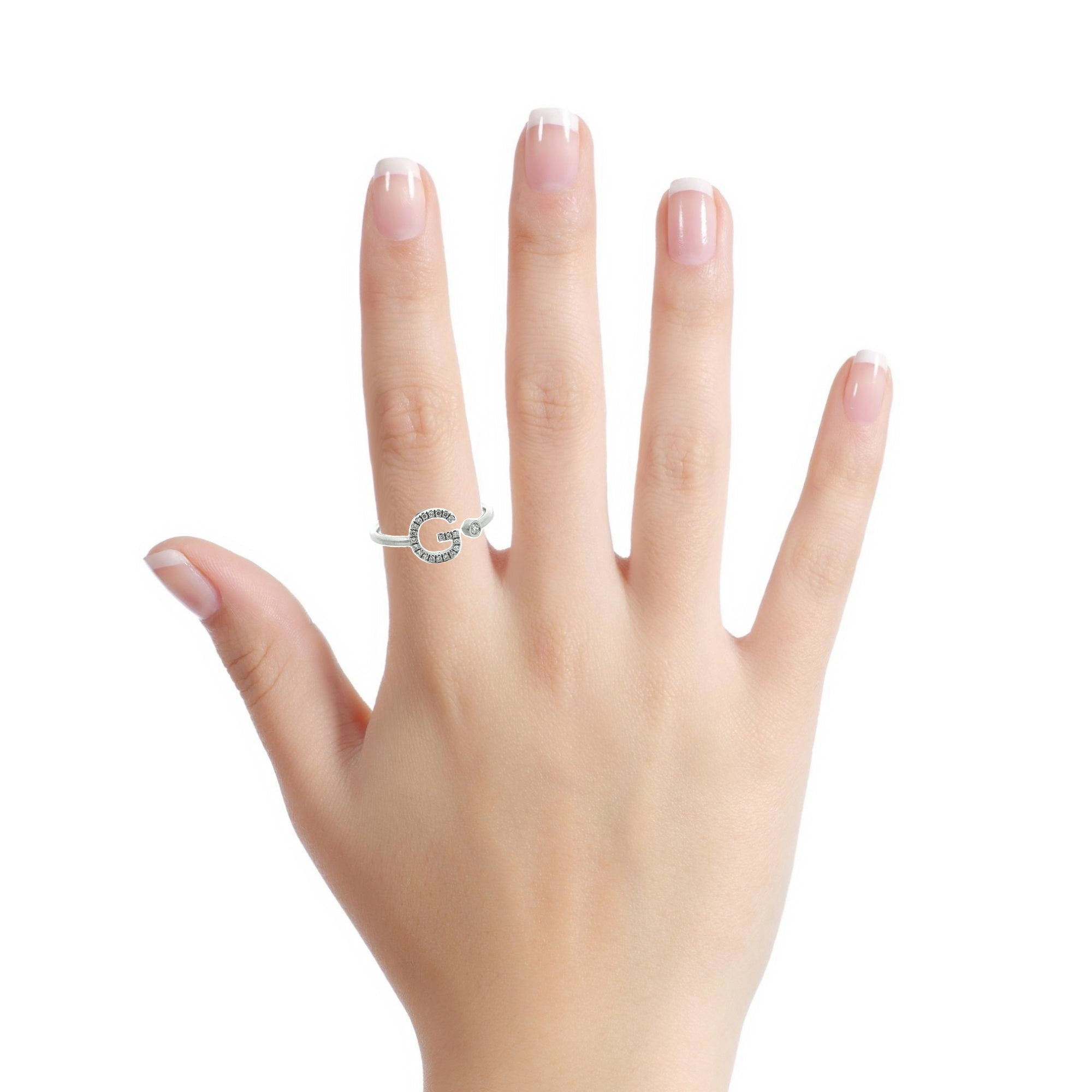 14K Gold Diamond Initial Ring G(0.10ct) - dagatchi.com