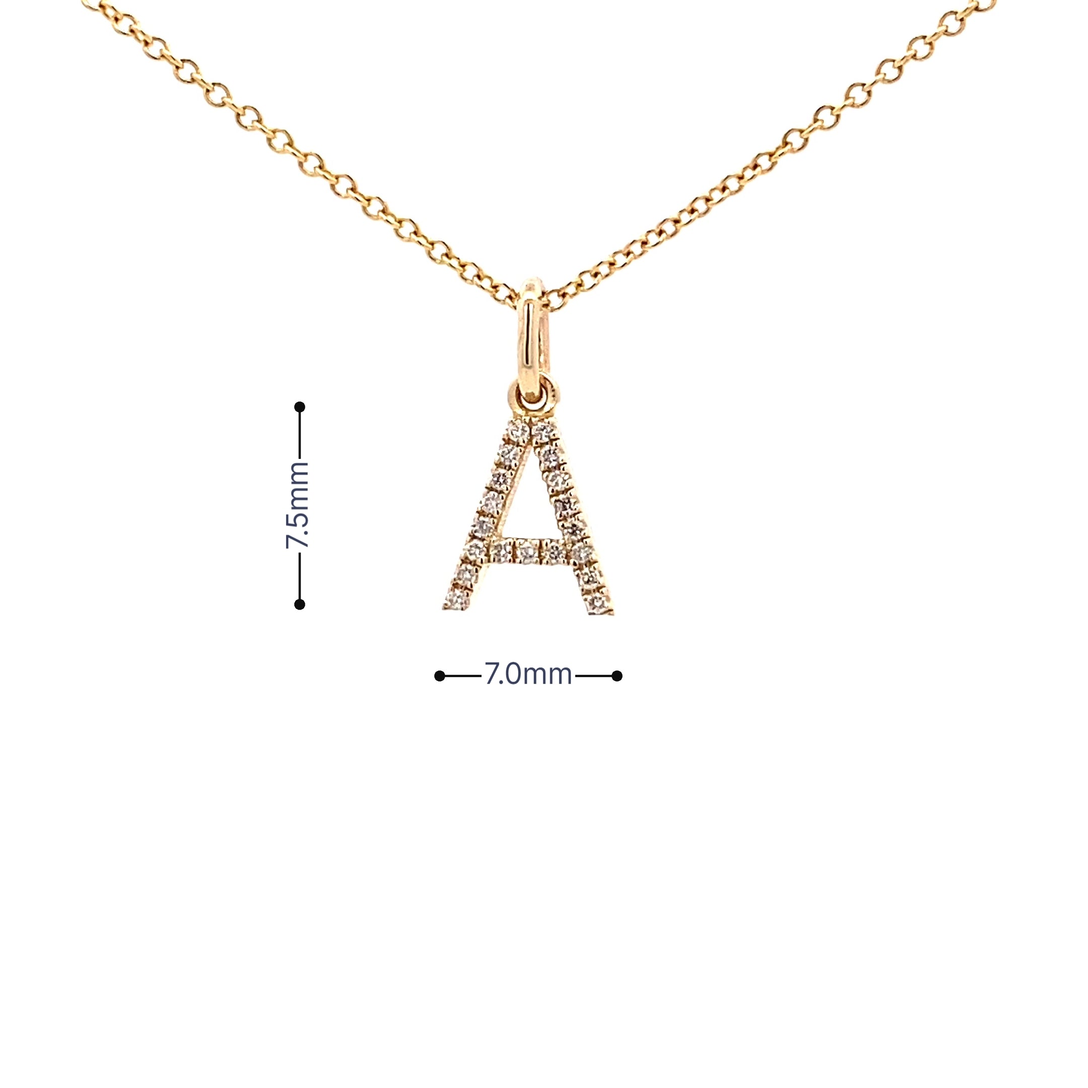 14K Gold Diamond Initial  Pendant A(0.07ct) - dagatchi.com