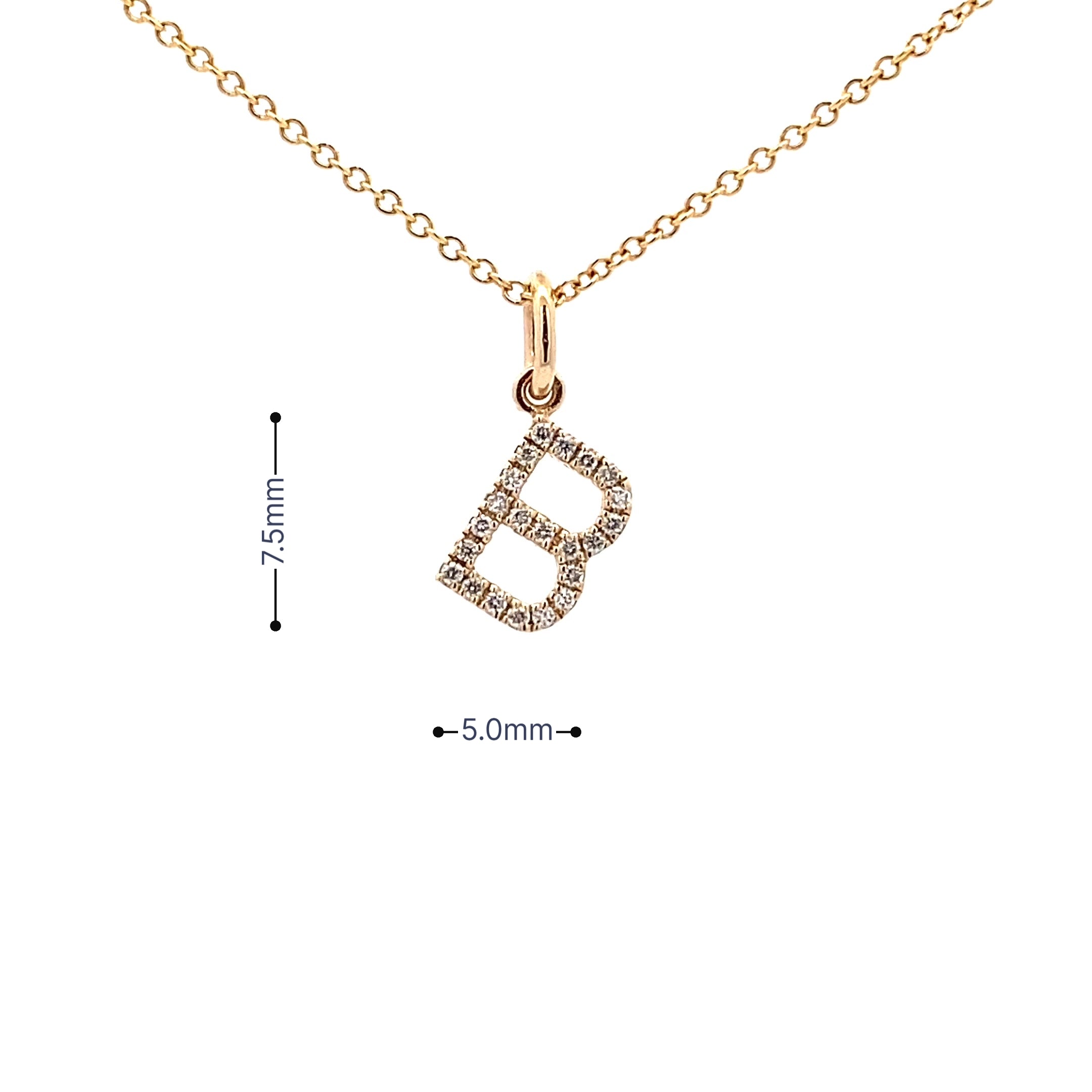 14K Gold Diamond Initial Pendant B(0.08ct) - dagatchi.com