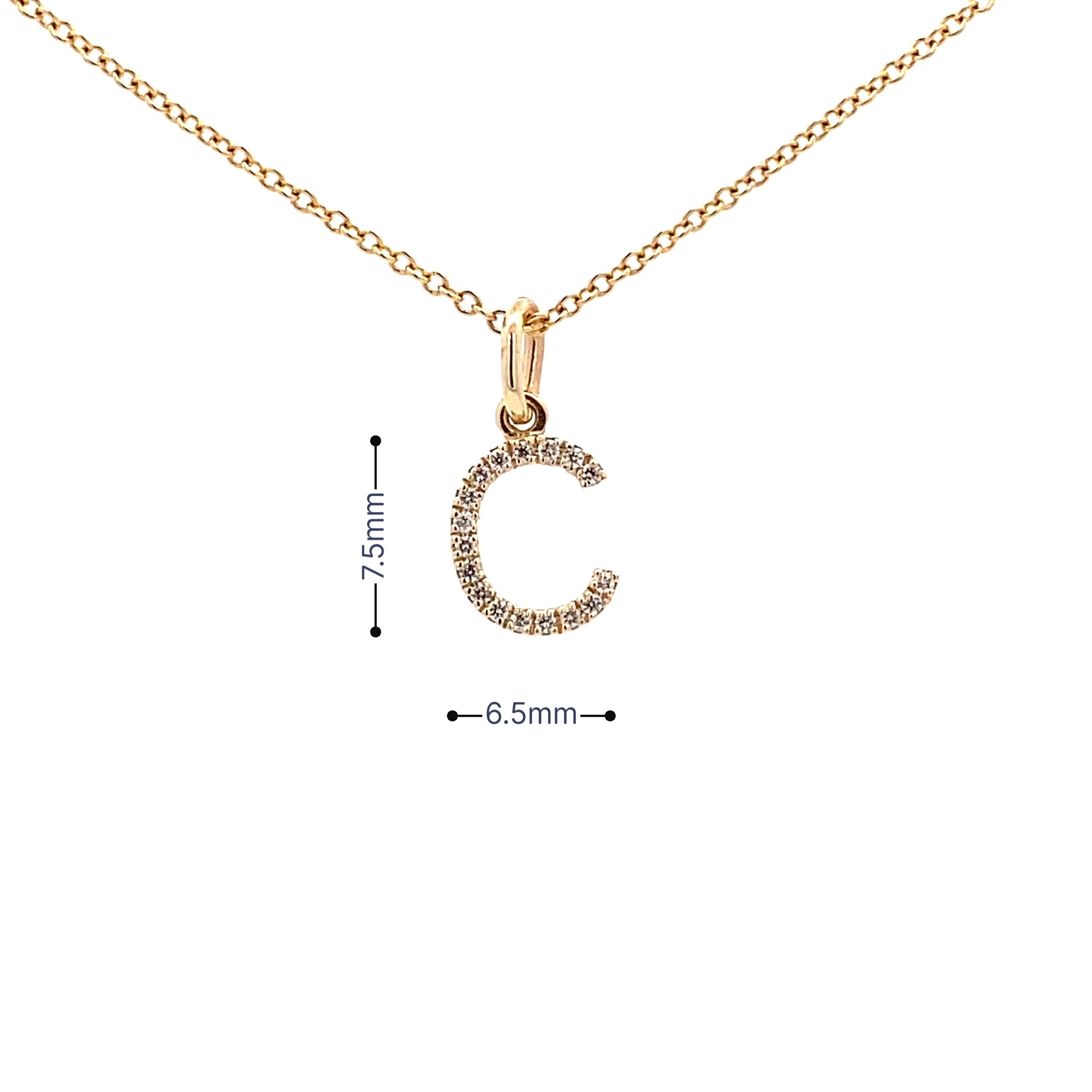 14K Gold Initial Diamond Pendant C(0.06ct) - dagatchi.com