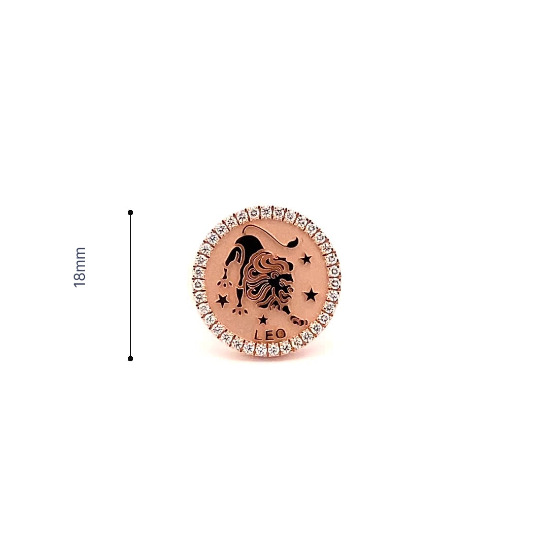 14K Gold 18mm Diamond Zodiac Sign Leo Ring(0.45ct) - dagatchi.com