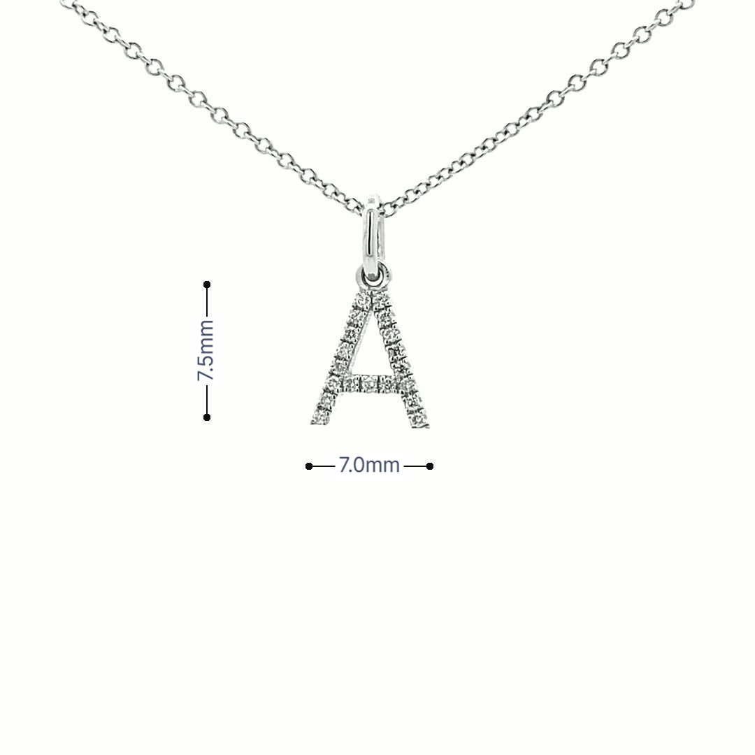 14K Gold Diamond Initial  Pendant A(0.07ct) - dagatchi.com