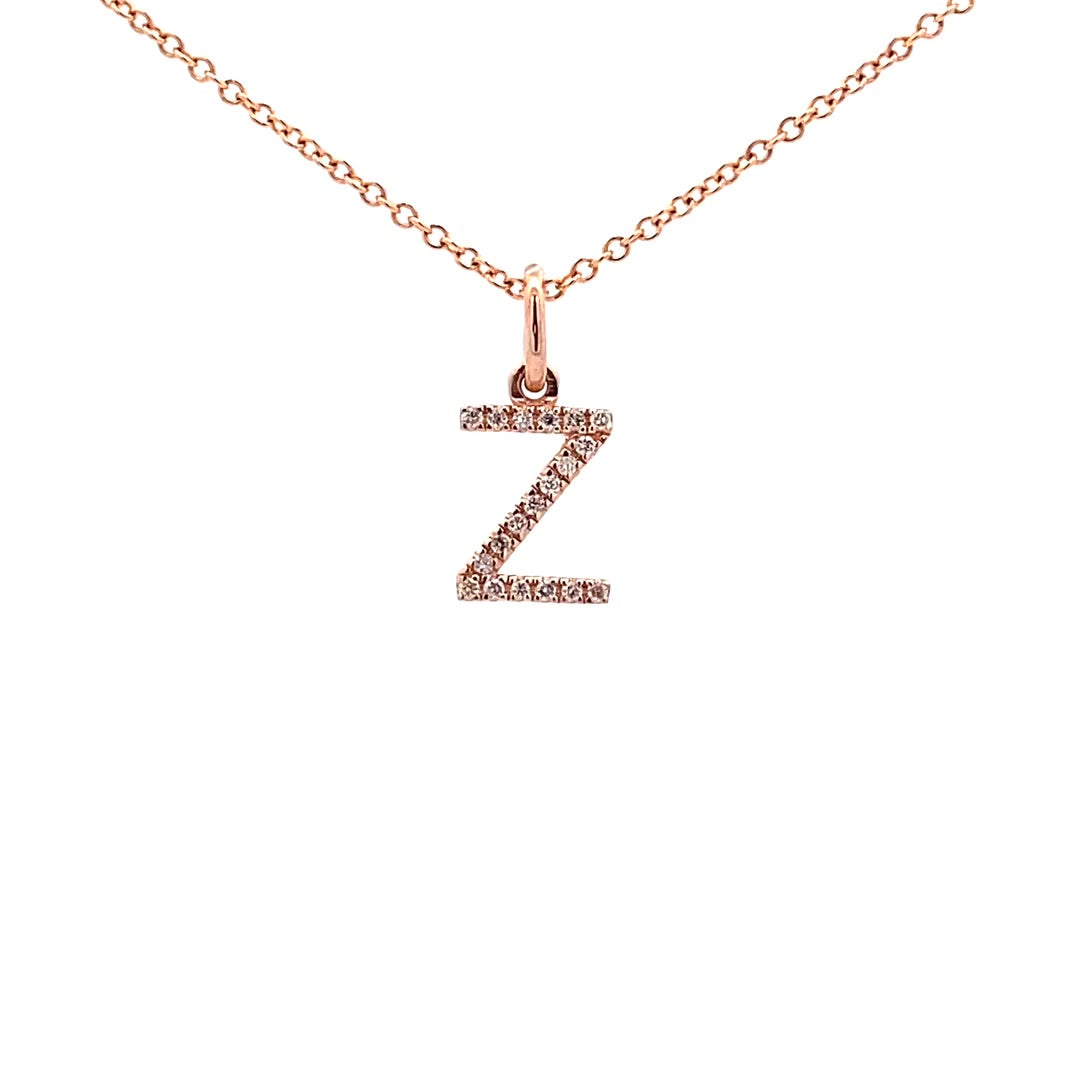 14K Gold Initial Diamond Pendant Z(0.07ct) - dagatchi.com