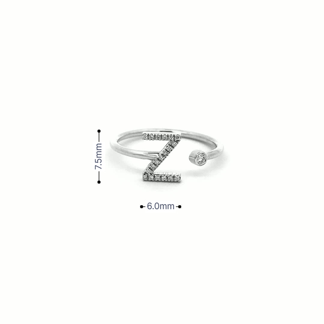 14K Gold Diamond Initial Ring Z(0.09ct) - dagatchi.com