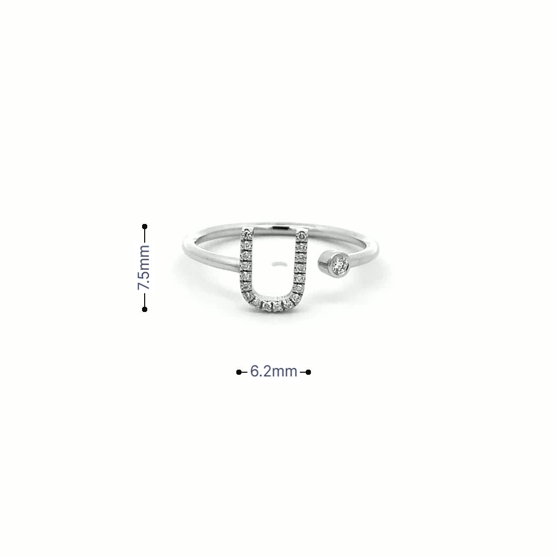 14K Gold Diamond Initial Ring U(0.09ct) - dagatchi.com