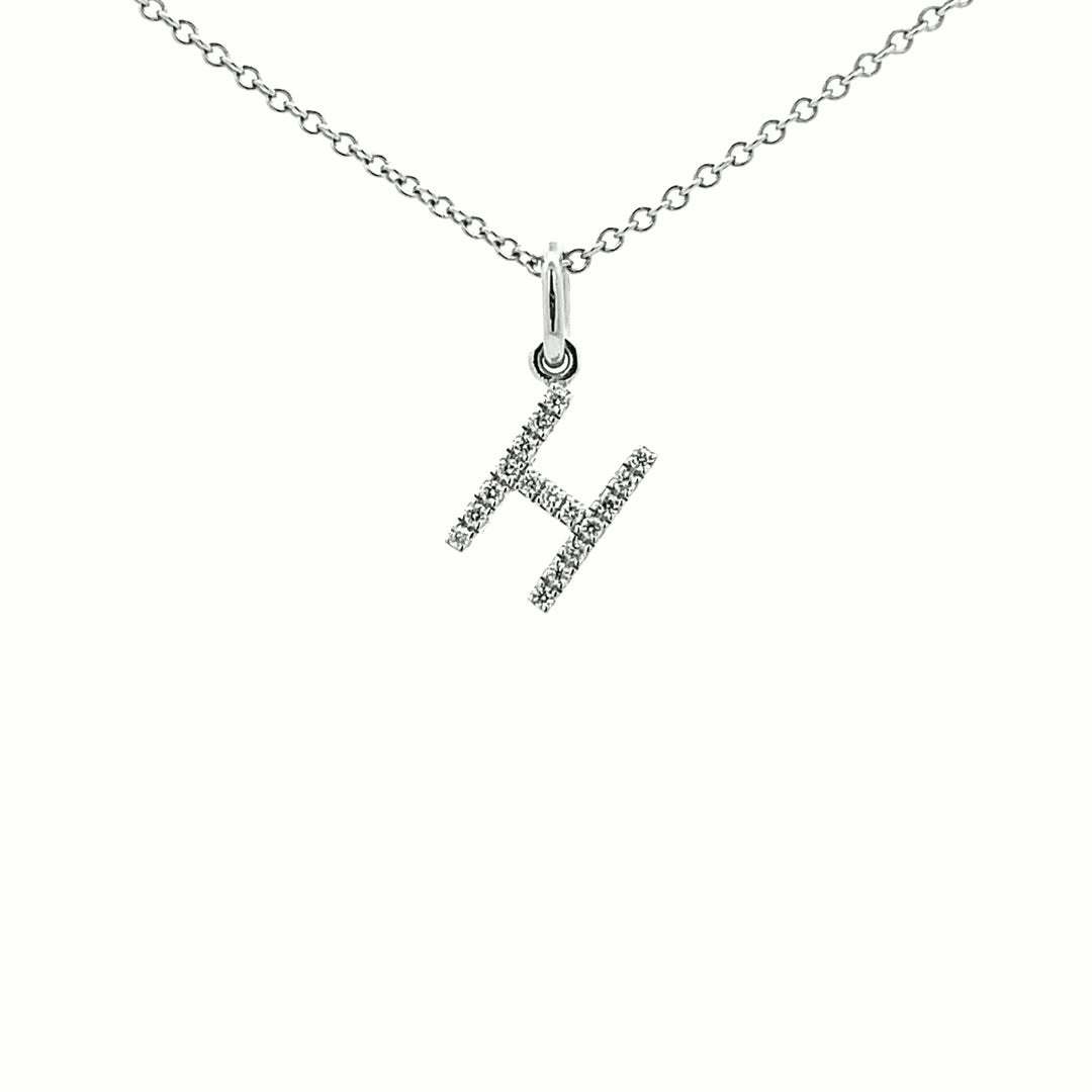 14K Gold Initial Diamond Pendant H(0.06ct) - dagatchi.com