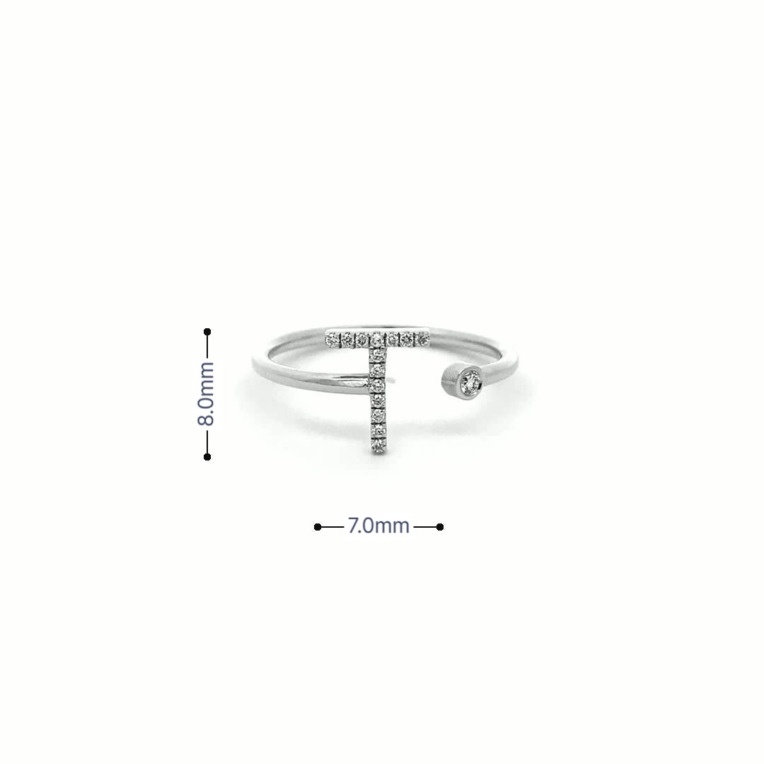 14K Gold Diamond Initial Ring T(0.07ct) - dagatchi.com