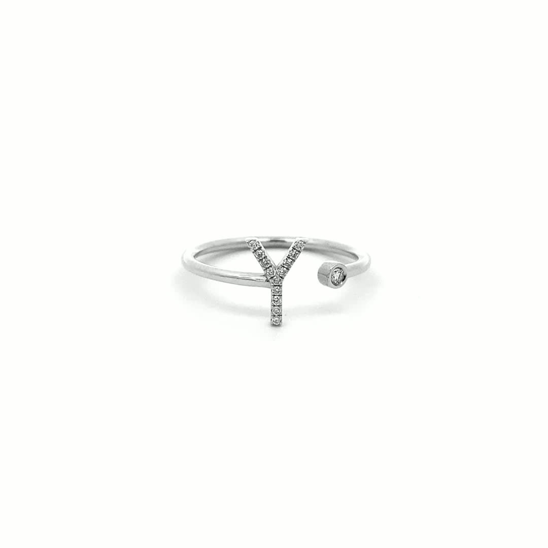 14K Gold Diamond Initial Ring Y(0.07ct) - dagatchi.com