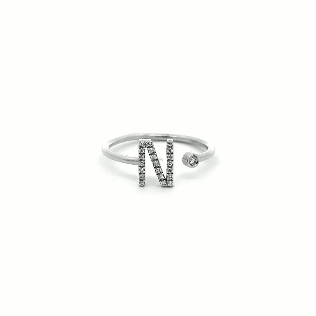 14K Gold Diamond Initial Ring N(0.10ct) - dagatchi.com