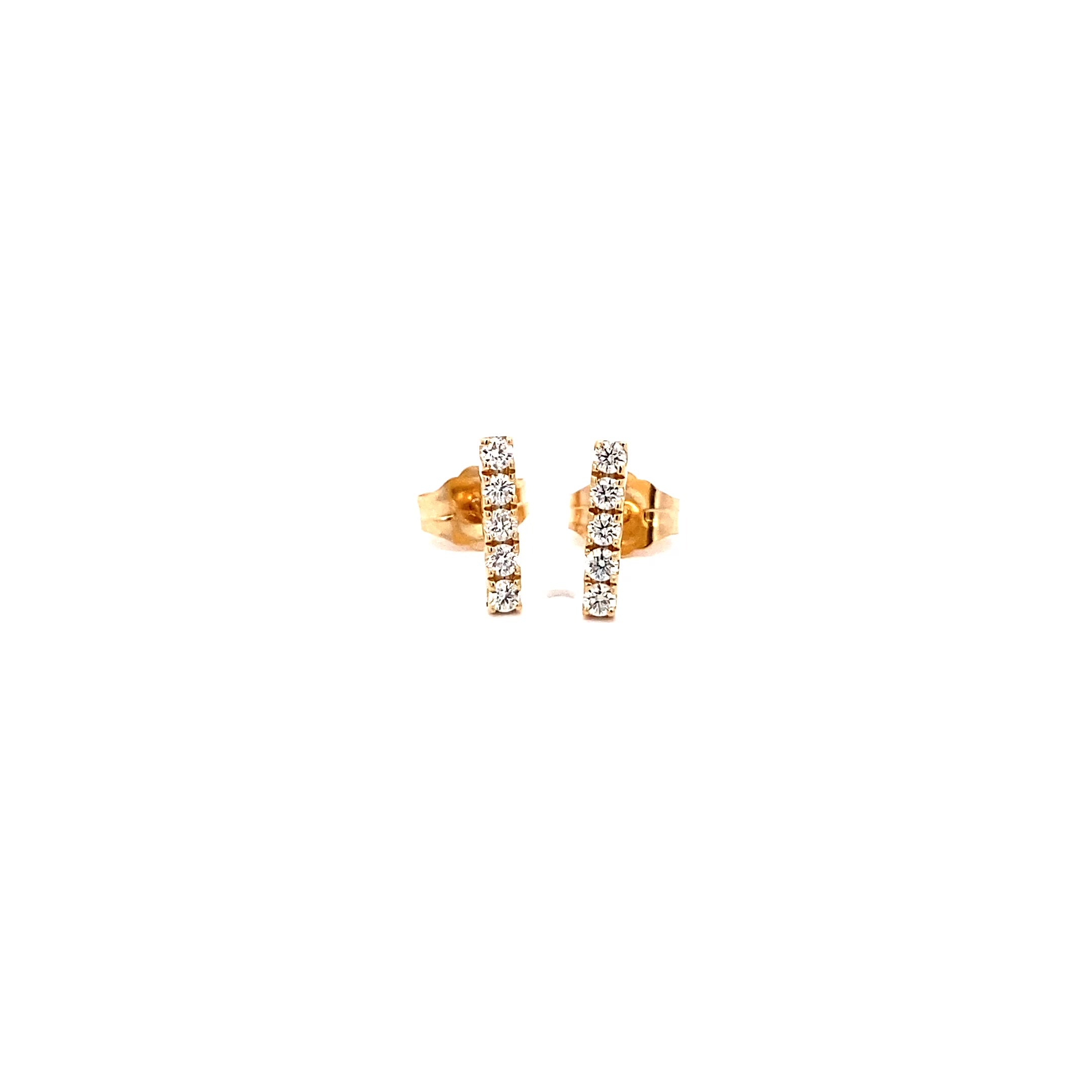 14K Gold 10-Diamond Bar Earrings (0.21ct) - dagatchi.com