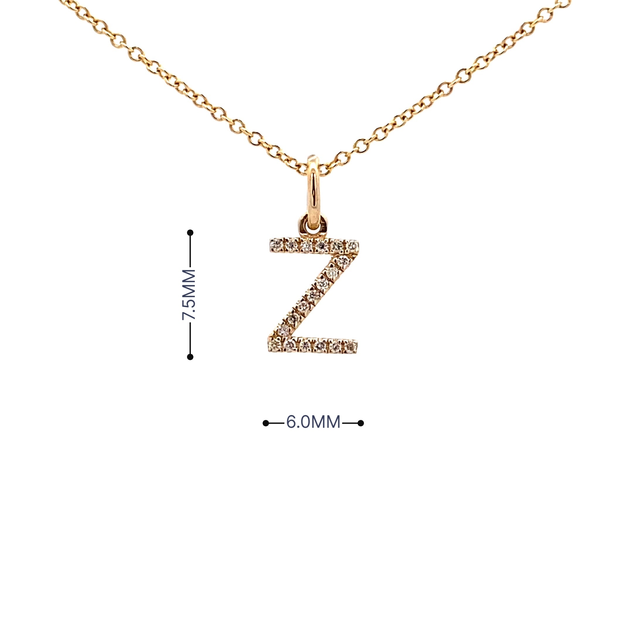 14K Gold Initial Diamond Pendant Z(0.07ct) - dagatchi.com