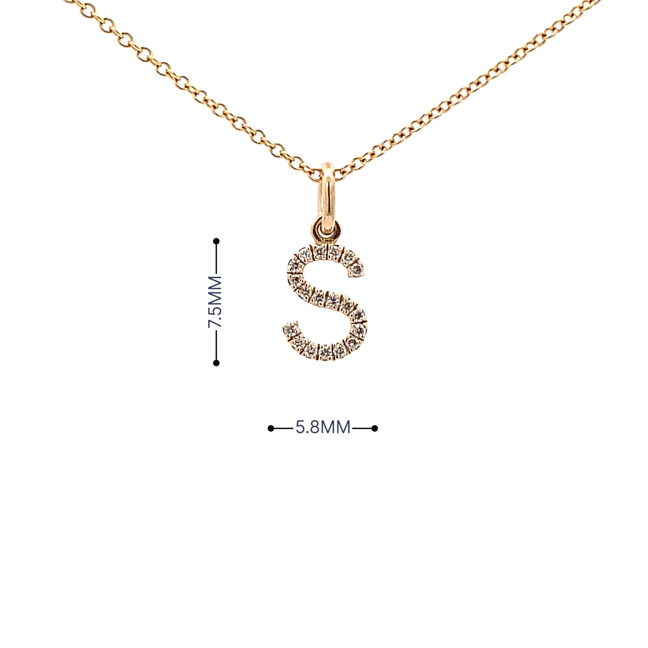 14K Gold Initial Diamond Pendant S(0.07ct) - dagatchi.com