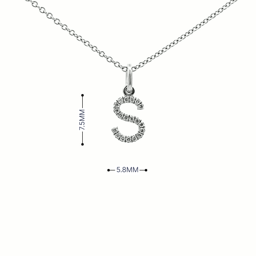 14K Gold Initial Diamond Pendant S(0.07ct) - dagatchi.com