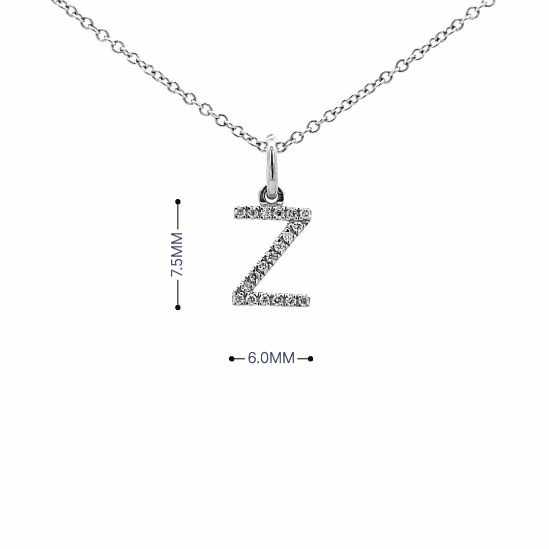 14K Gold Initial Diamond Pendant Z(0.07ct) - dagatchi.com