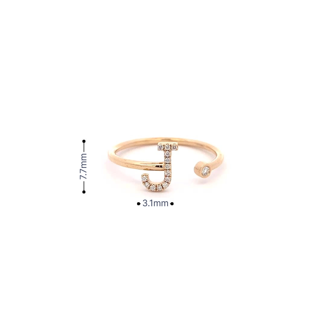 14K Gold Diamond Initial Ring J(0.07ct) - dagatchi.com