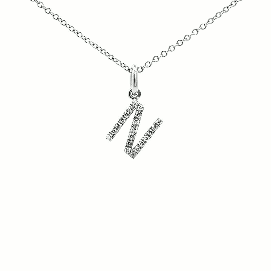 14K Gold Initial Diamond Pendant N(0.08ct) - dagatchi.com