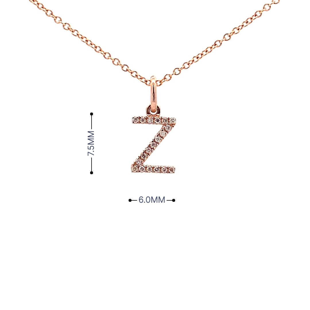 14K Gold Initial Diamond Pendant Z(0.07ct) - dagatchi.com
