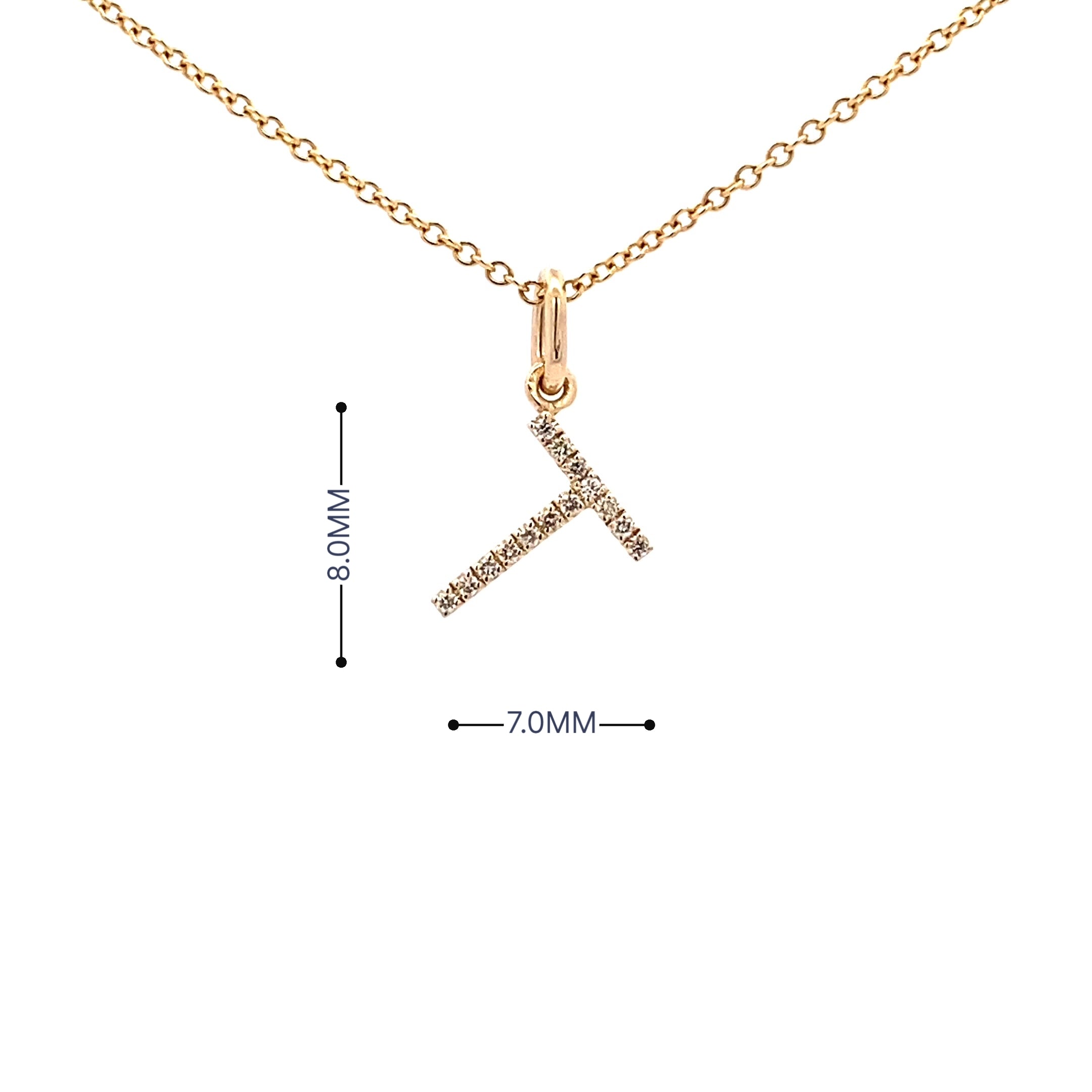 14K Gold Initial Diamond Pendant T(0.05ct) - dagatchi.com