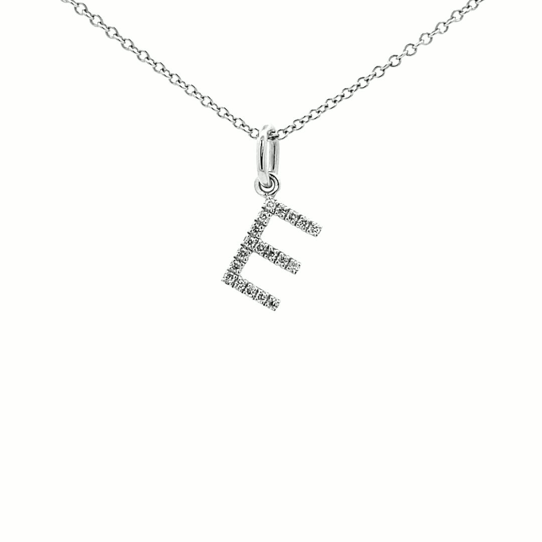14K Gold Initial Diamond Pendant E(0.07ct) - dagatchi.com