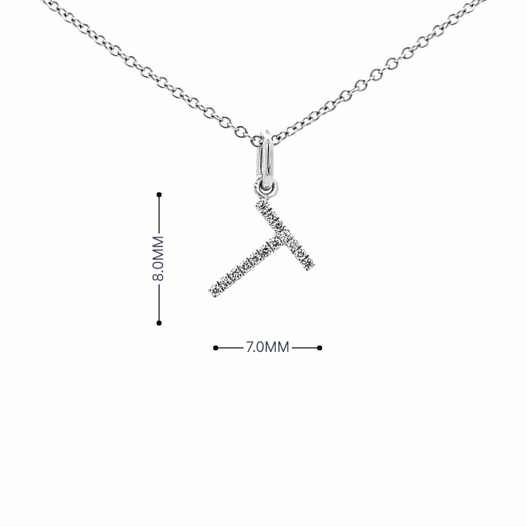 14K Gold Initial Diamond Pendant T(0.05ct) - dagatchi.com