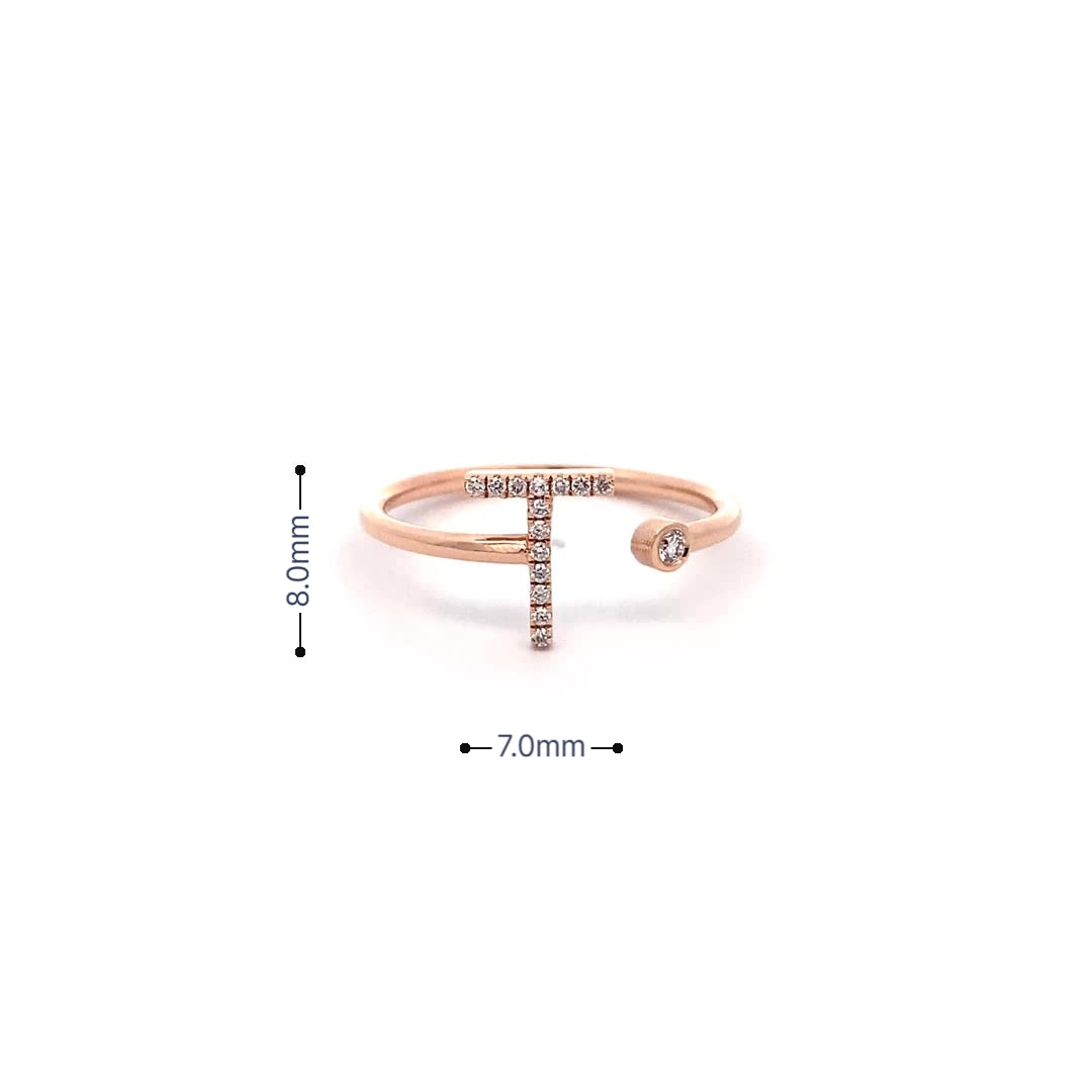 14K Gold Diamond Initial Ring T(0.07ct) - dagatchi.com