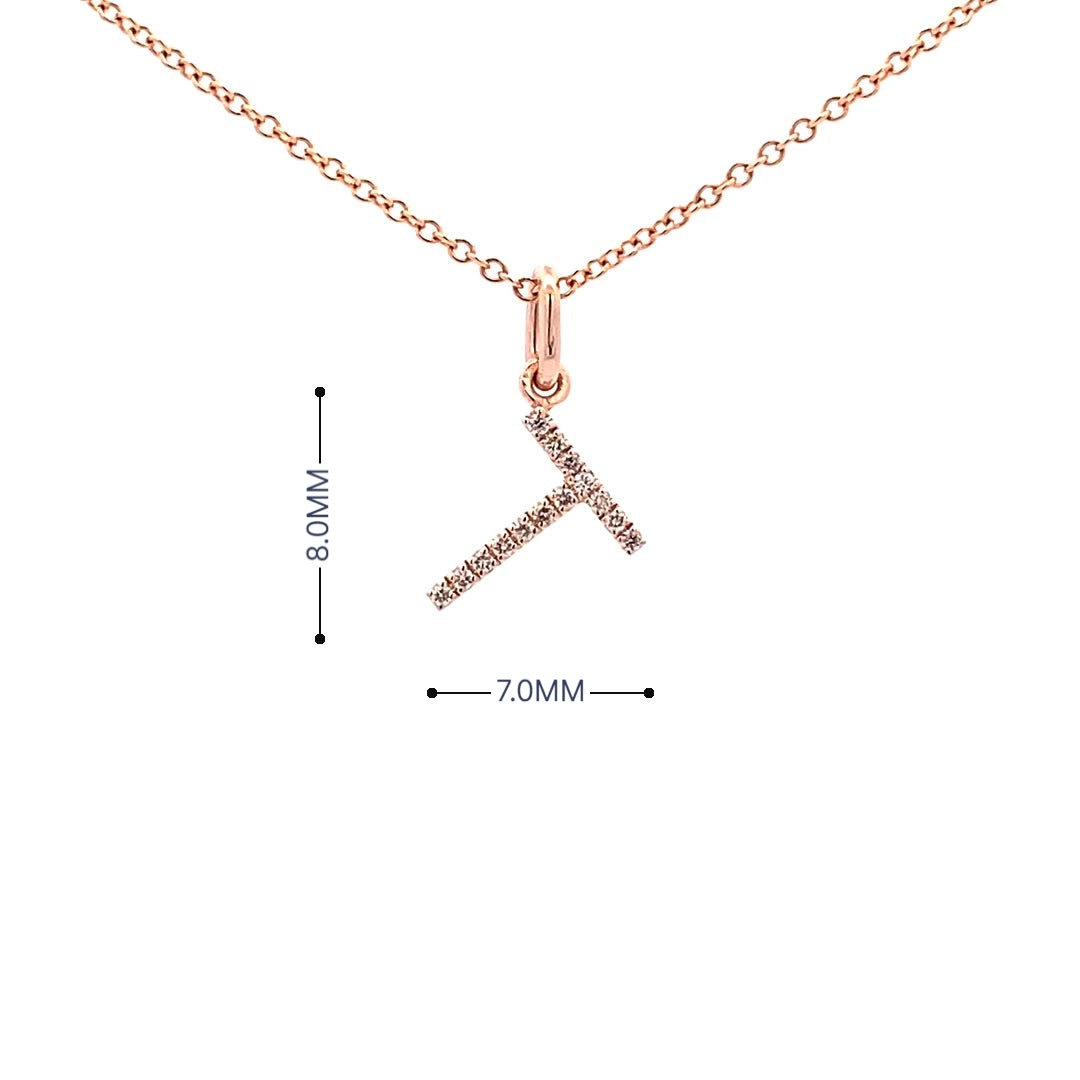 14K Gold Initial Diamond Pendant T(0.05ct) - dagatchi.com