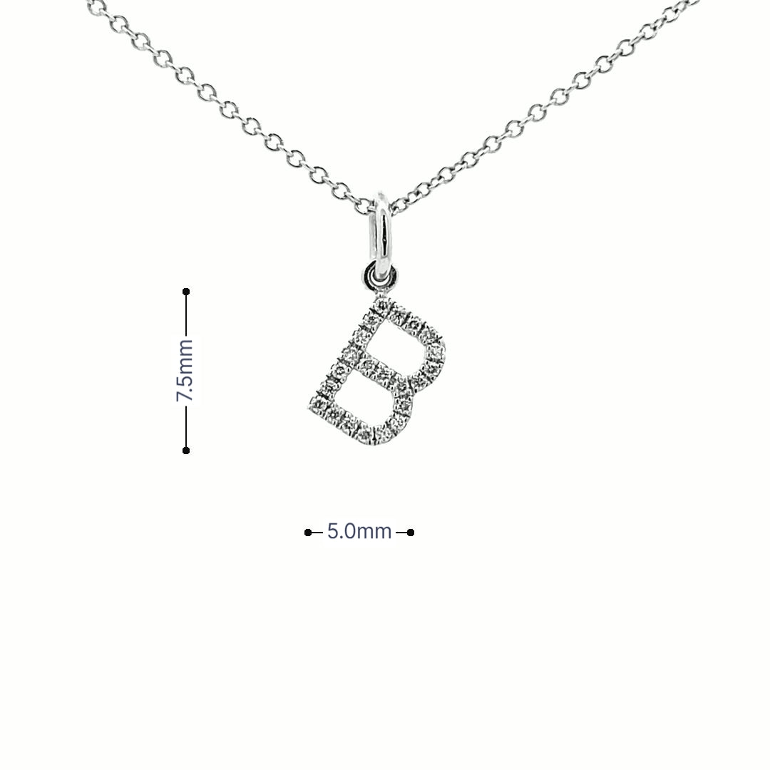 14K Gold Diamond Initial Pendant B(0.08ct) - dagatchi.com