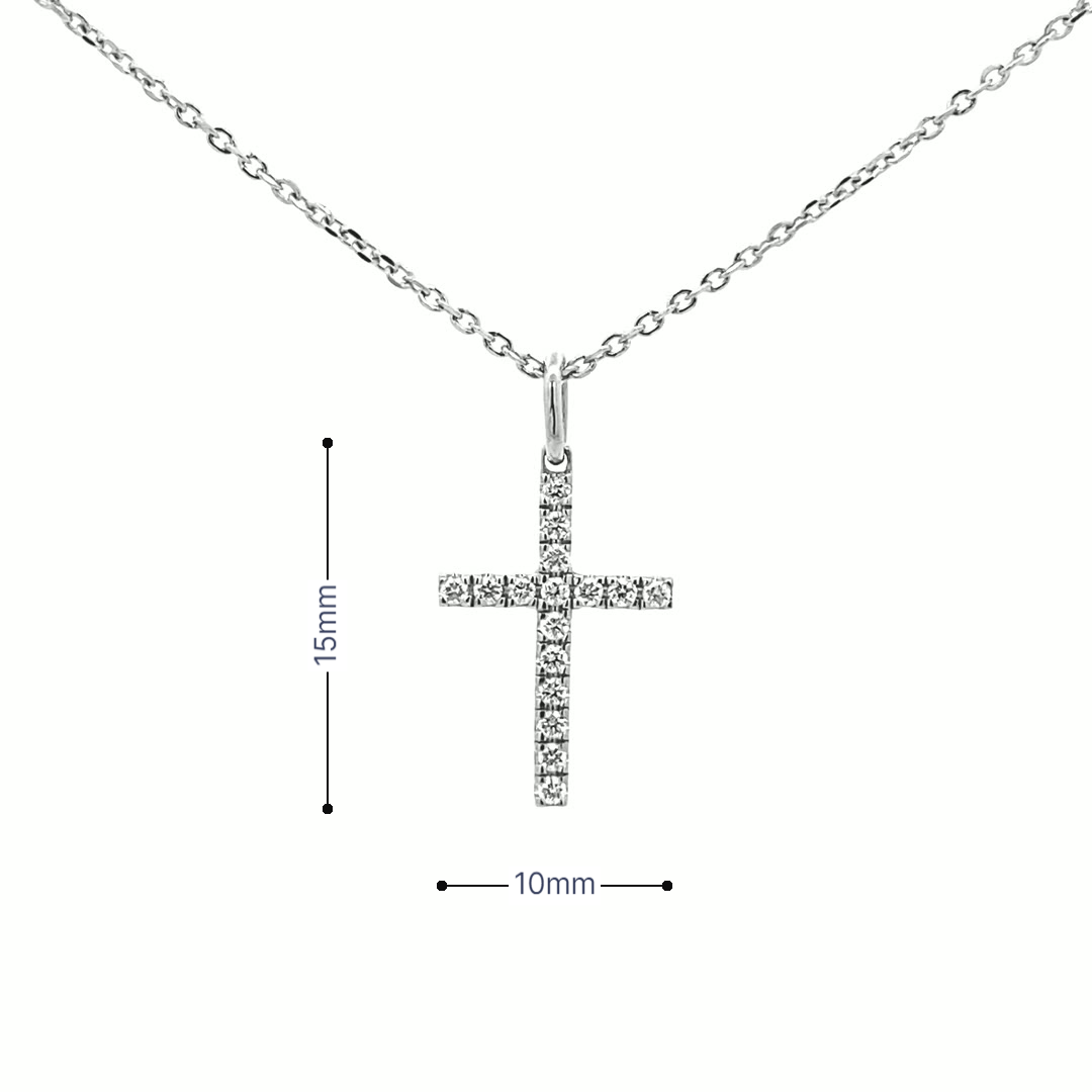 14K Gold 16 Diamond Cross Pendant(0.18ct) - dagatchi.com