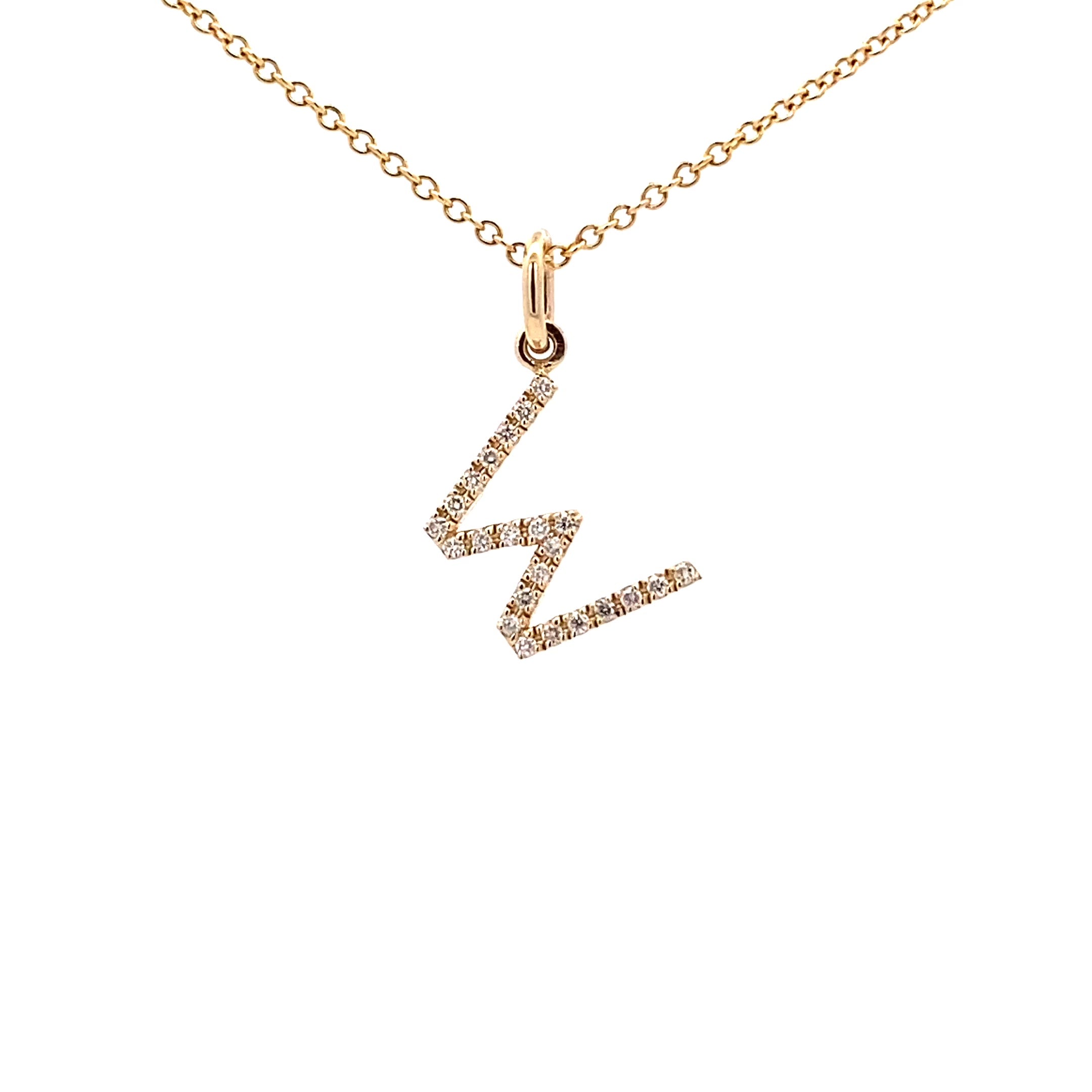 14K Gold Initial Diamond Pendant W(0.09ct) - dagatchi.com