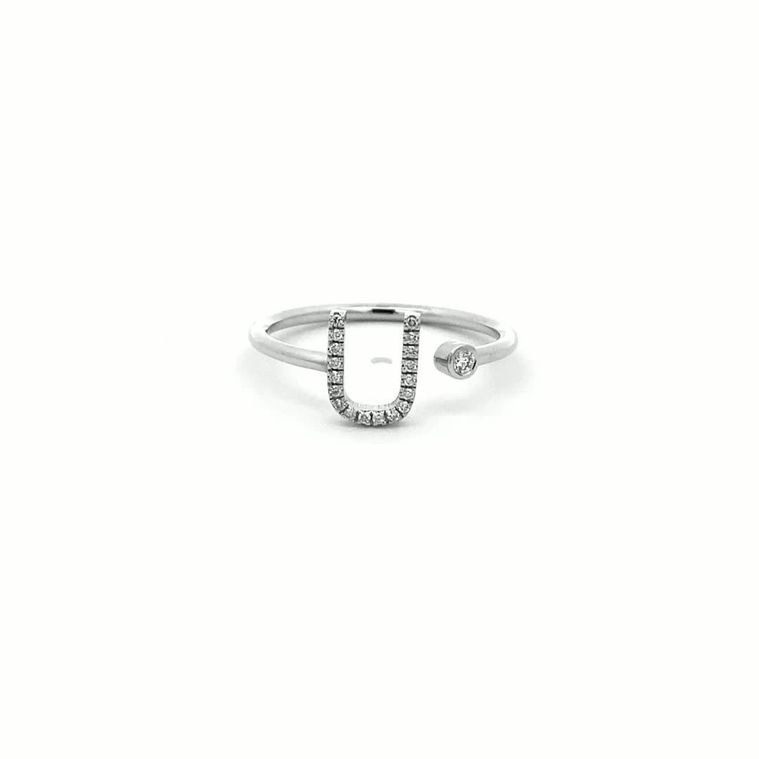 14K Gold Diamond Initial Ring U(0.09ct) - dagatchi.com
